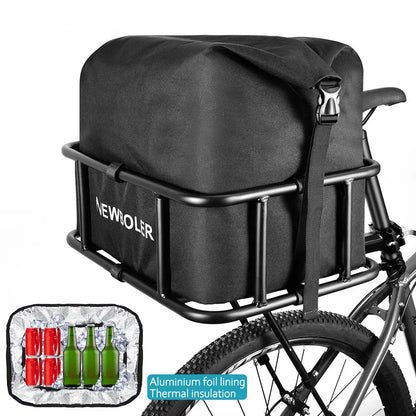 Rear Bike Basket with Waterproof Bag Metal Rear Rack Carrier Black