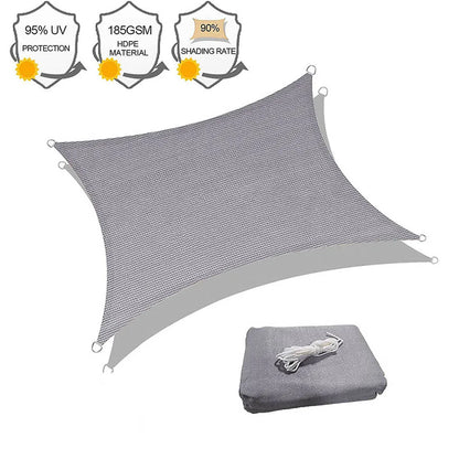 Waterproof Rectangle Sun Shade Sail Oxford Fabric Canopy Dark Gray