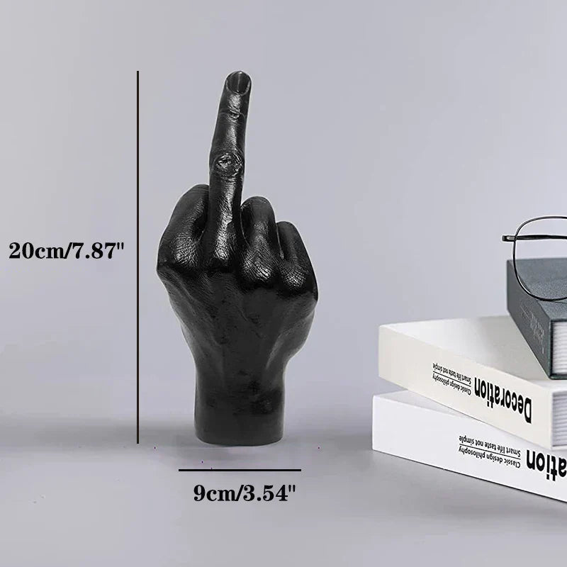 Bold Expression: Personalized Middle Finger Resin Sculpture - Black