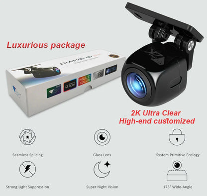 AHD 2K Car Rear View Camera Fisheye Golden Lens Black