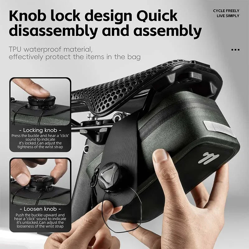 0.5L Seamless Waterproof Mini Bicycle Saddle Bag 600D TPU Green