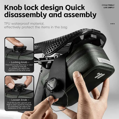 0.5L Seamless Waterproof Mini Bicycle Saddle Bag 600D TPU Green