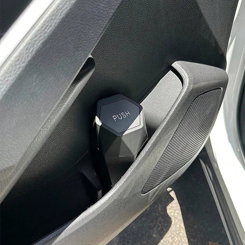 Portable Mini Car Trash Can–Waterproof Storage Bin with Lid Black