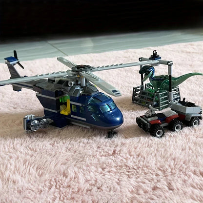 397pcs Dinosaur World Helicopter Tracking Dinosaurs