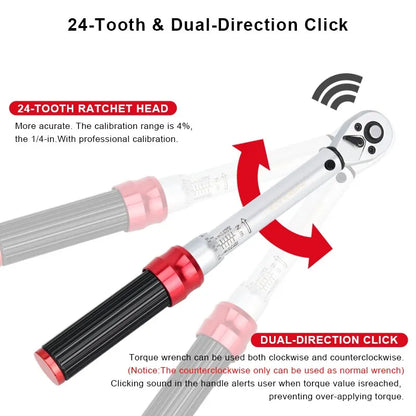 Bicycle Torque Wrench Set Dual Direction Socket Kit Red