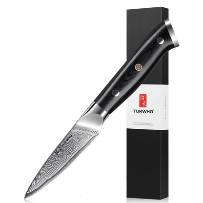 3.5-Inch Damascus Steel Paring Knife VG10 Core Cutter Black