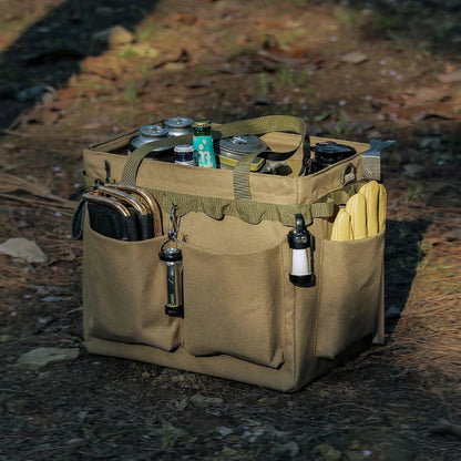 Multi-Functional Canvas Bag with Built-in Table Khaki