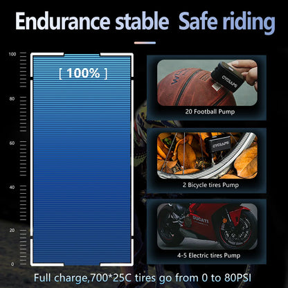A2 Mini Portable Electric Bike Pump Cordless Aluminum Air Inflator Black