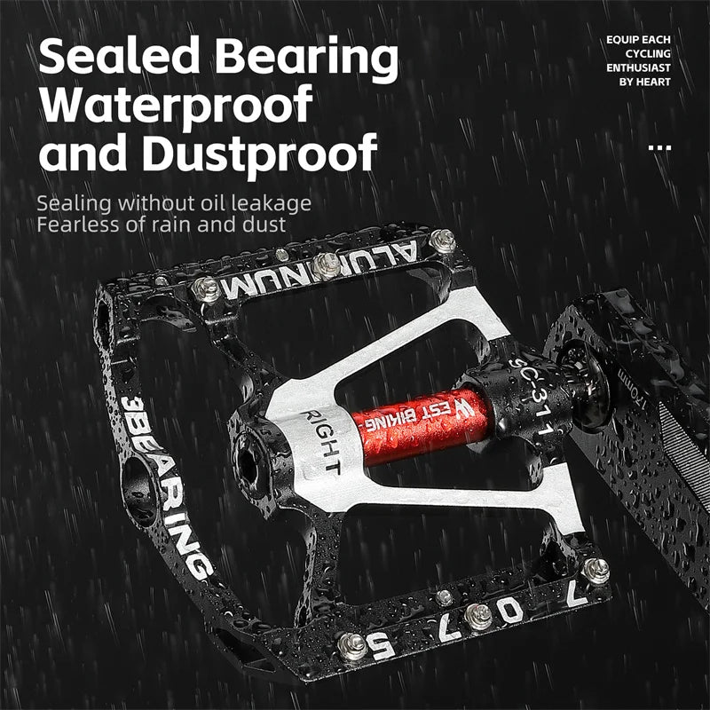 3-Bearing CNC Aluminum Bike Pedals Anti-Slip Black