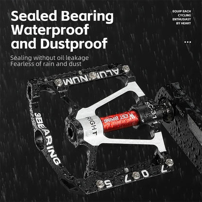 3-Bearing CNC Aluminum Bike Pedals Anti-Slip Black