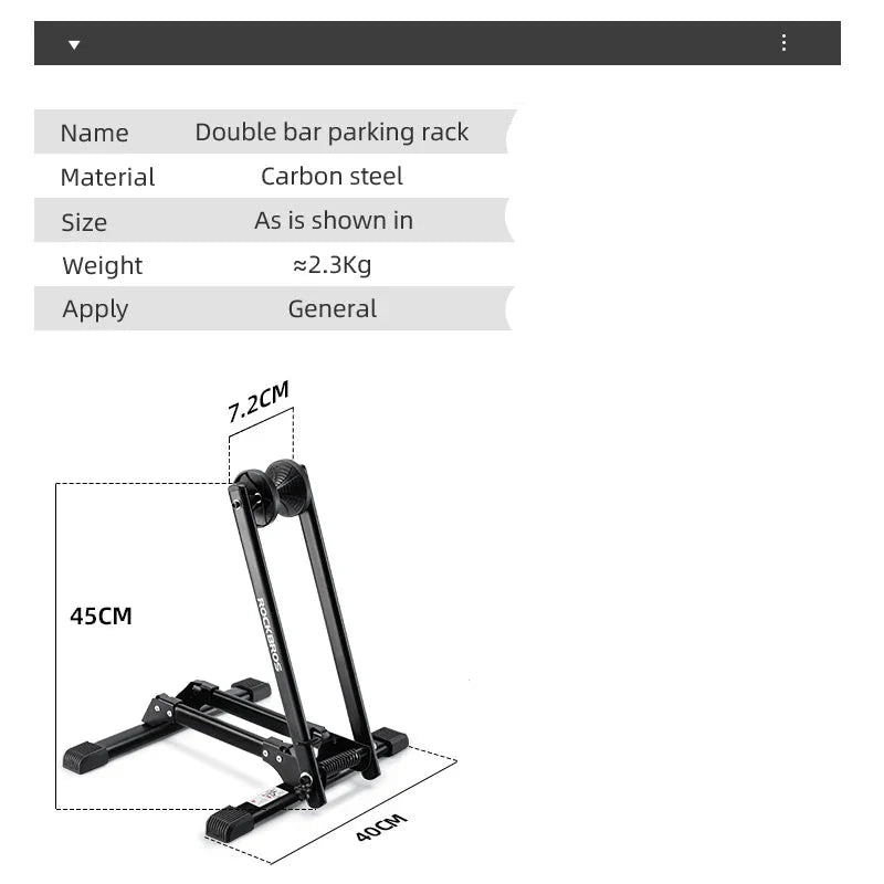 Foldable Indoor Bicycle Parking Rack Carbon Steel Floor Stand Black