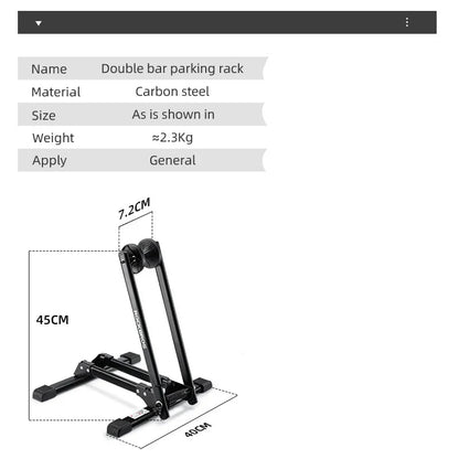 Foldable Indoor Bicycle Parking Rack Carbon Steel Floor Stand Black