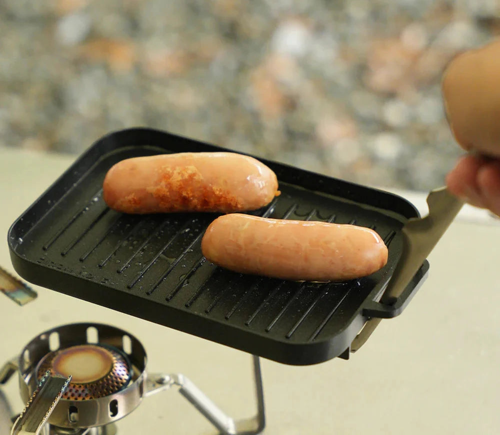 Mini Grill Plate Set – Non-Stick Aluminum Alloy Griddle with Tong Black