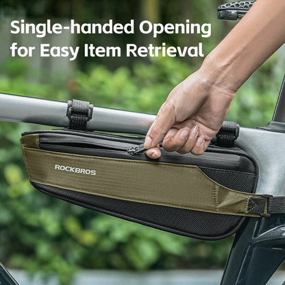 0.65L Ultralight Nylon Bike Top Tube Frame Bag Rainproof Green