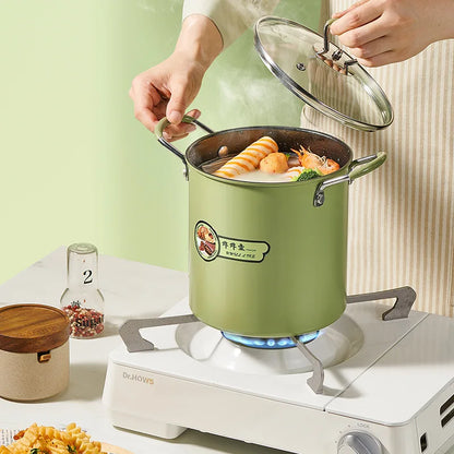 3L Deep Fryer Pot with Basket Oil Strainer Mini Pasta Pot Green