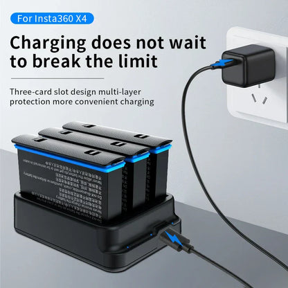High Capacity Battery and Fast Charger Hub for Insta360 X4