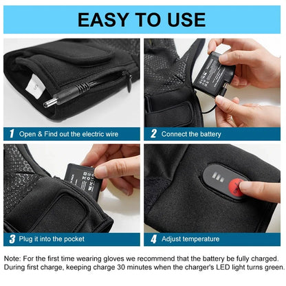 Heated Gloves Rechargeable Battery Electric Ski Gloves for Men and Women