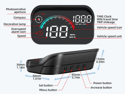 AD M22 GPS HUD Universal Digital Speedometer Display Black