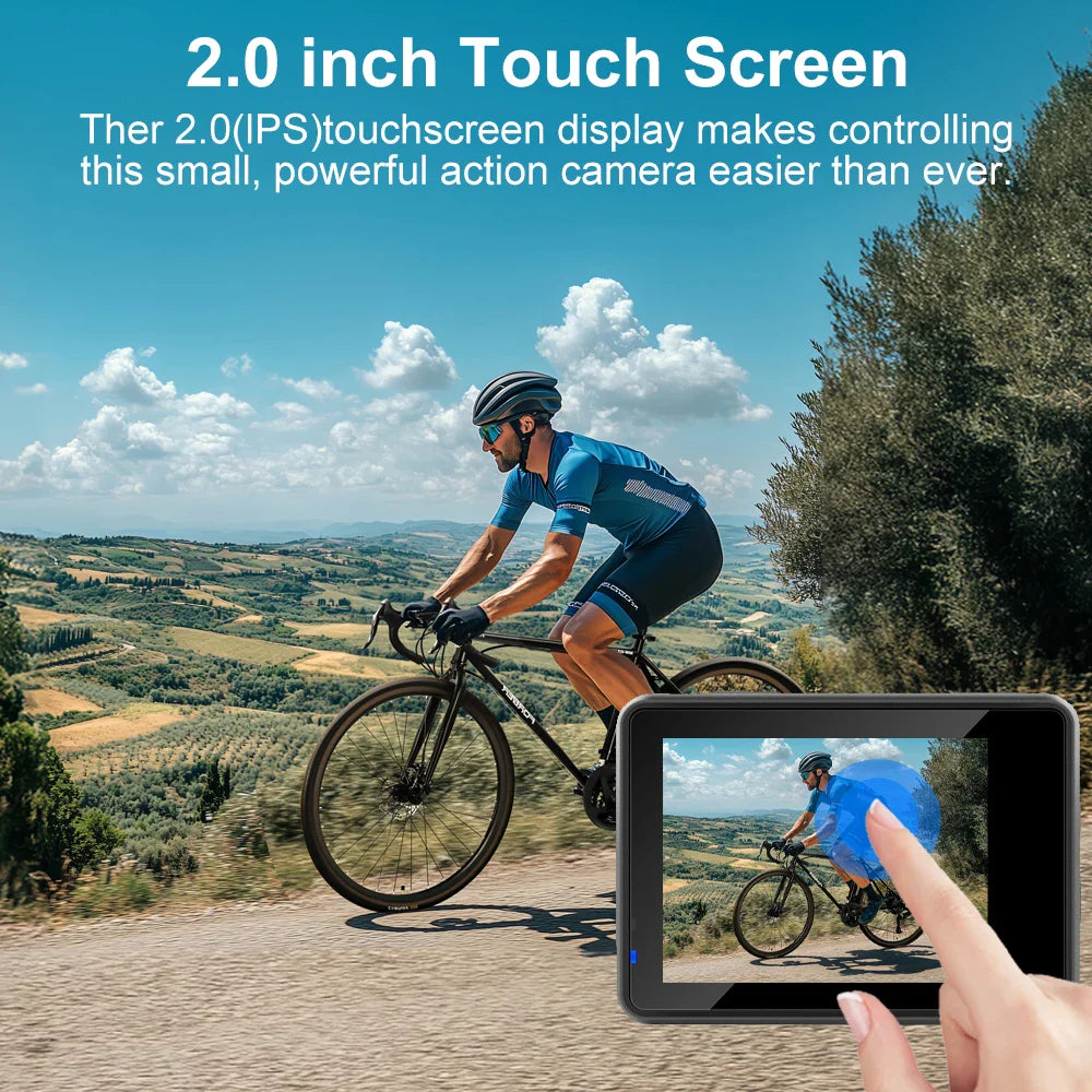 5K Action Camera with Touchscreen Waterproof Black