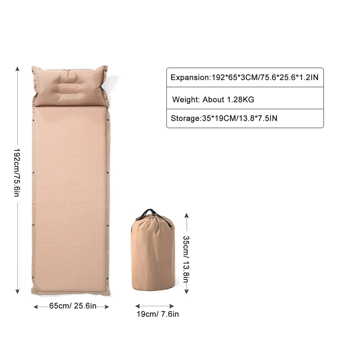 Inflatable Camping Sleeping Mat with Pillow