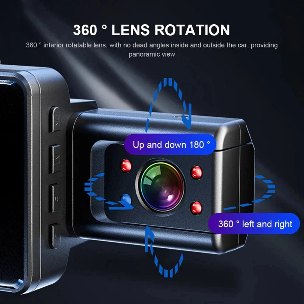 2K 1440P WiFi Dual Lens Dash Cam with Night Vision Black