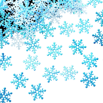 600pcs Blue 2cm Christmas Snowflakes Confetti - Festive Xmas Tree Ornaments Set