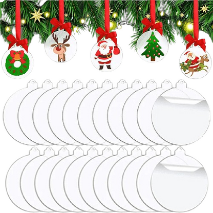 50pcs Transparent Acrylic Christmas Tree Ornament Bells for DIY Craftin