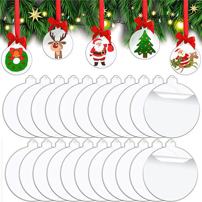 50pcs Transparent Acrylic Christmas Tree Ornament Bells for DIY Craftin