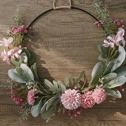 Charming Pink Floral Valentine's Wreath | Home Décor | 16" Artificial Door Decoration