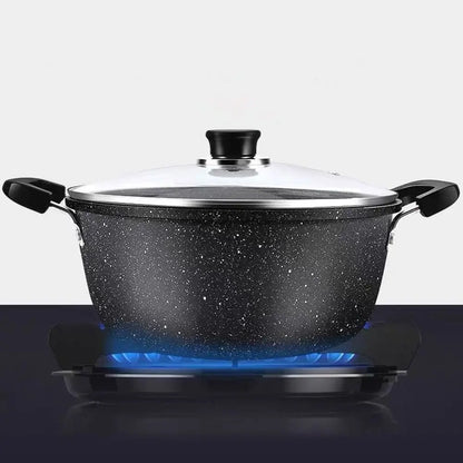 Maifan Stone Non-Stick Soup Pot with Lid Dual-Handle Cookware Black