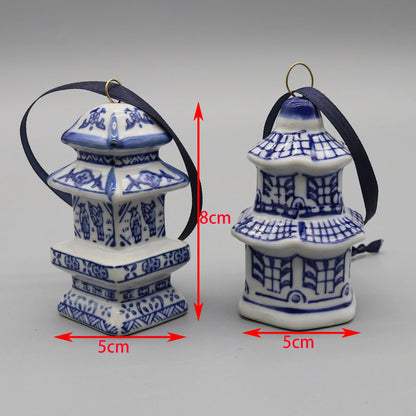 Set of 6 Ceramic Hanging Ornaments