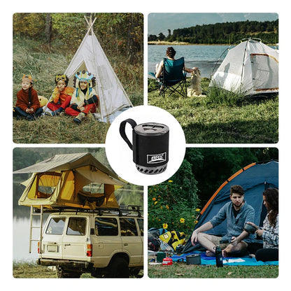 Boiler Camping Stove Kit Heat Pot And Burner System Black