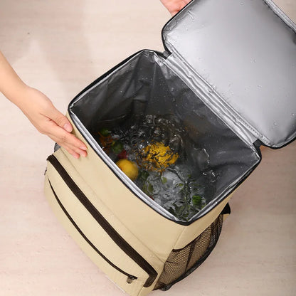 Cooler Backpack Outdoor with PEVA Lining Khaki