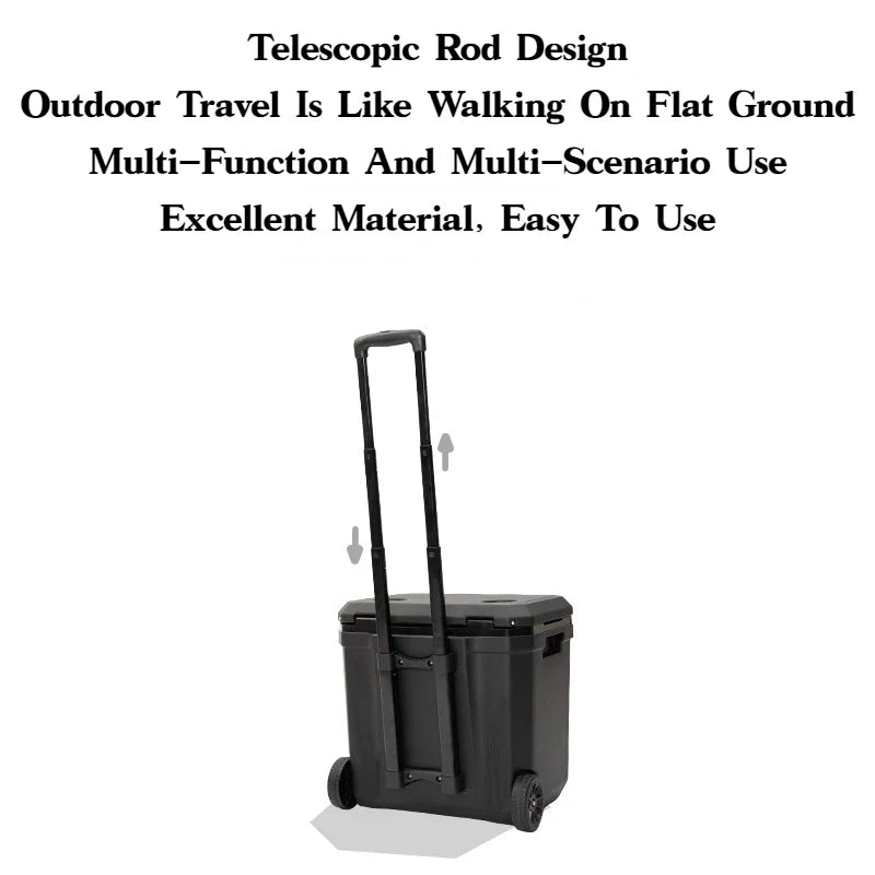 36L Portable Outdoor Refrigerator Box with Trolley Wheels Black