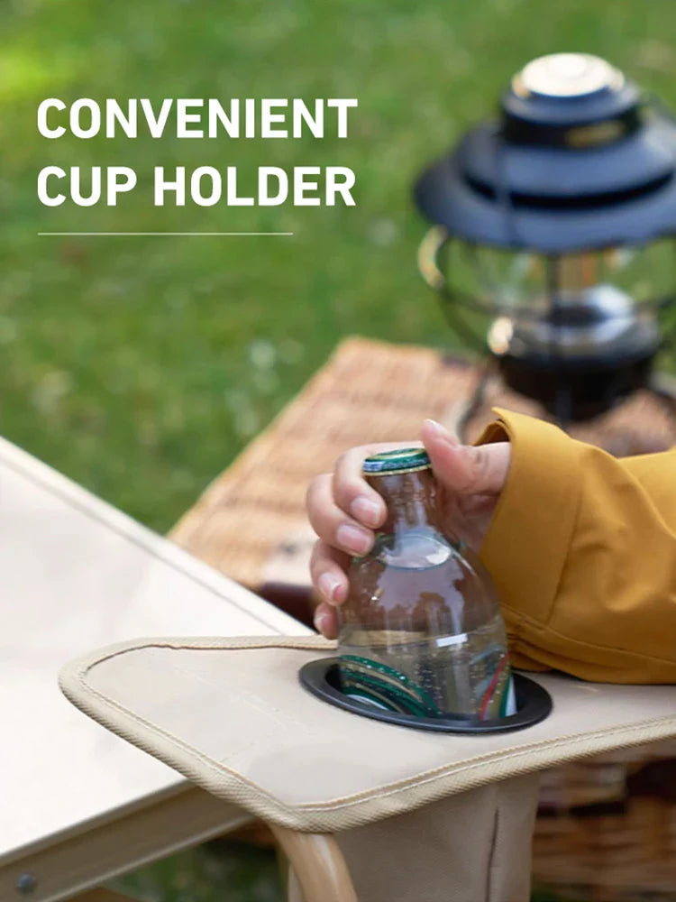 2-in-1 Reclining Camping Chair Adjustable Khaki