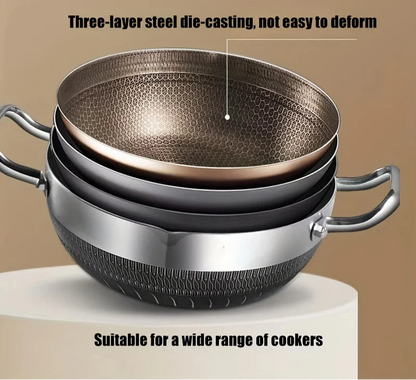 30cm Stainless Steel Non-Stick Frying Pan with Glass Lid Silver