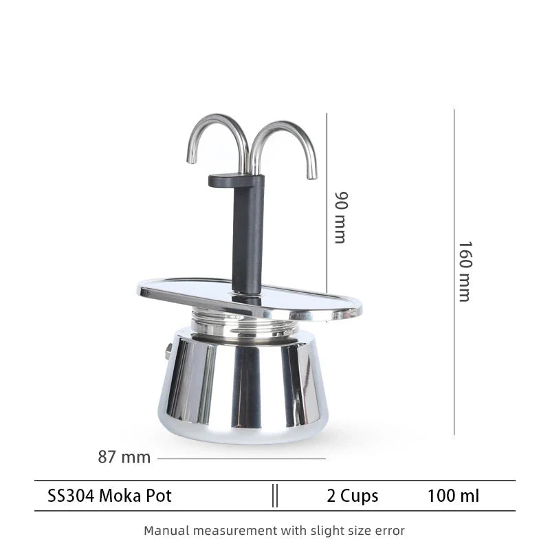 Mini Moka Pot 200ml Double-Tube Espresso Coffee Maker Silver