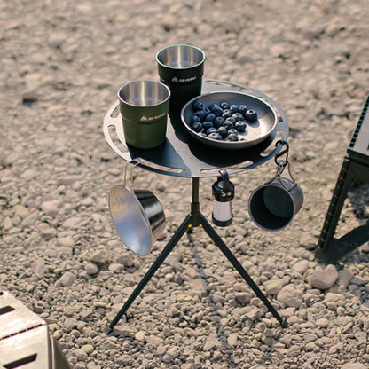 Round Aluminum Alloy Camping Table with Tripod and Storage Bag