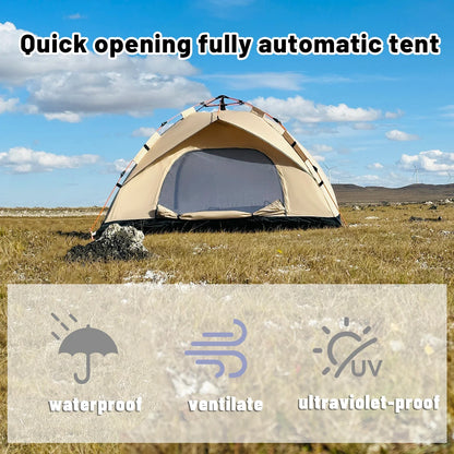 3–4 Person Outdoor Quick-Opening Camping Tent Fully Automatic Ivory
