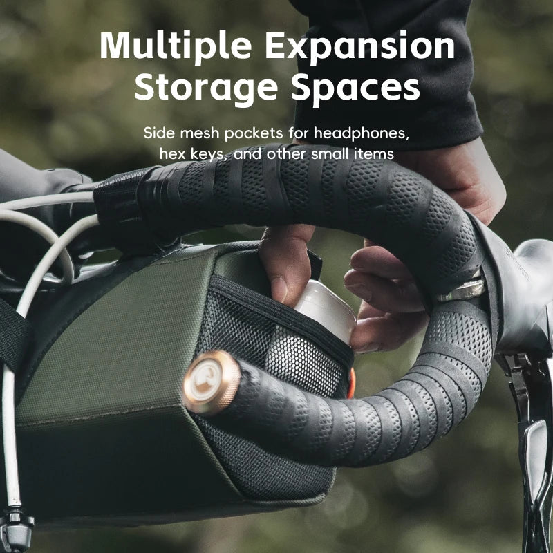 Waterproof Bicycle Tube Bag 2.2L Handlebar Storage Army Green