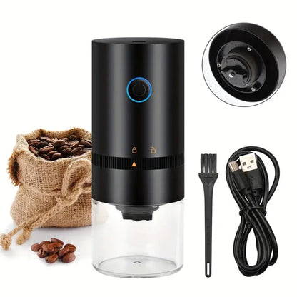 USB Rechargeable Burr Coffee Grinder Adjustable Precision Grinding Black