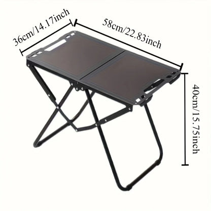 Folding Camping Table with Carry Handle Tripod Base Black