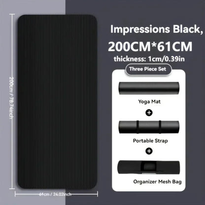 Extra Thick Non Slip Yoga Mat Durable NBR Rubber Black