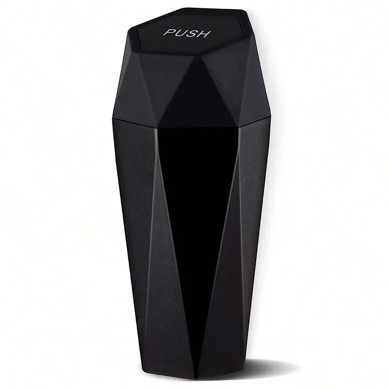 Portable Mini Car Trash Can–Waterproof Storage Bin with Lid Black