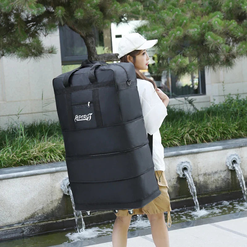 Expandable Travel Backpack with Wheels Black