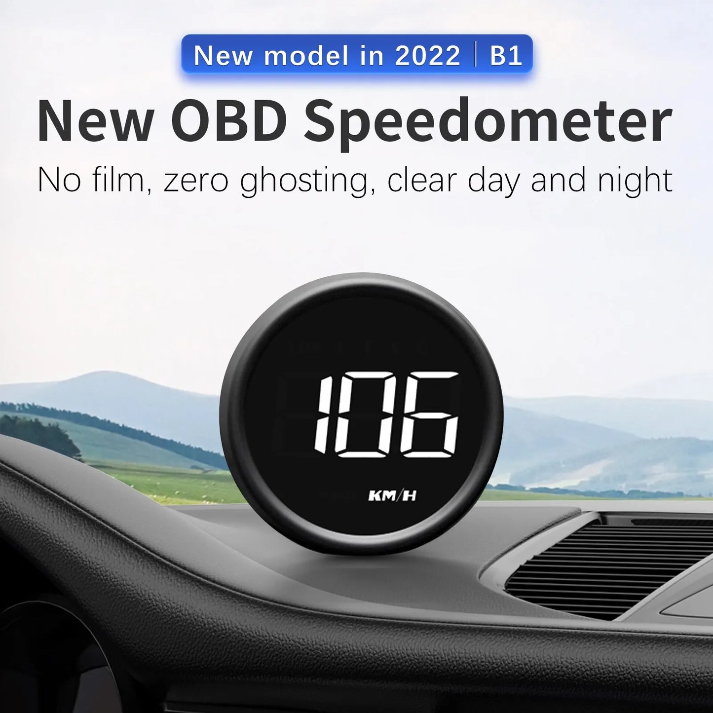 AD B1 HeadUp Display HUD OBD2 Speedometer Gauge Black