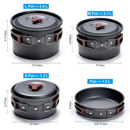 14-in-1 Outdoor Camping Cookware Kit Brown