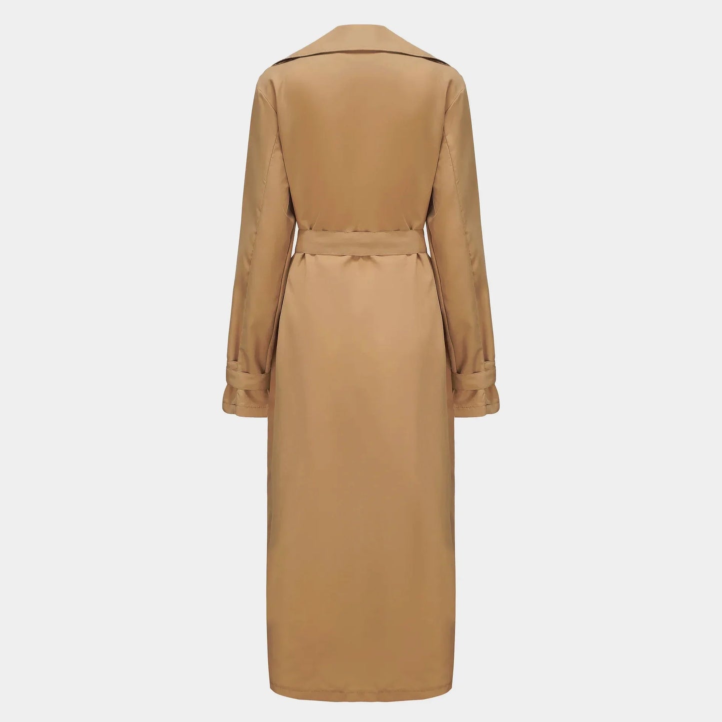 Men's Long Streetwear Trench Coat with Epaulets (Khaki)
