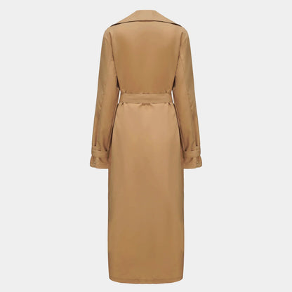 Men's Long Streetwear Trench Coat with Epaulets (Khaki)