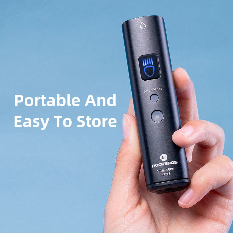 1000LM Smart Bike Headlight Vibration Light Sensing Black